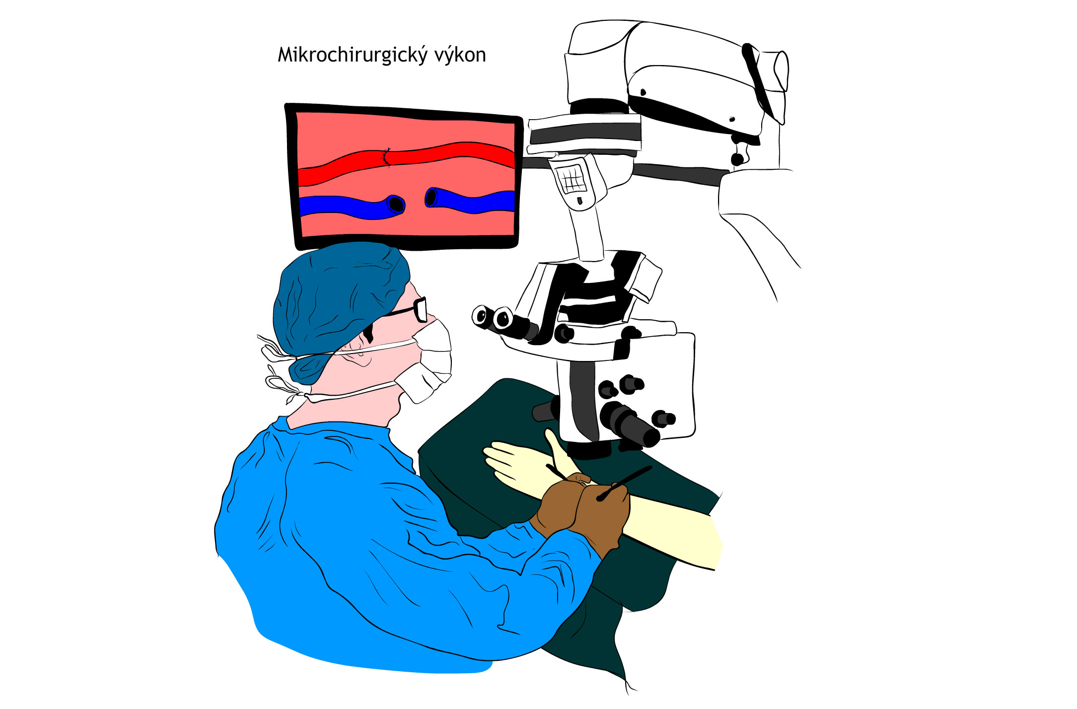 Mikrochirurg u operačního mikroskopu